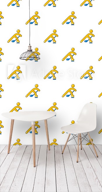 Picture of Hockey player pattern in cartoon style Seamless pattern vector illustration